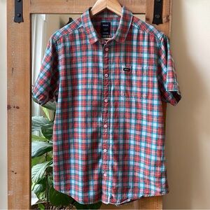 RVCA Plaid Slim Fit Short Sleeve Shirt Size M